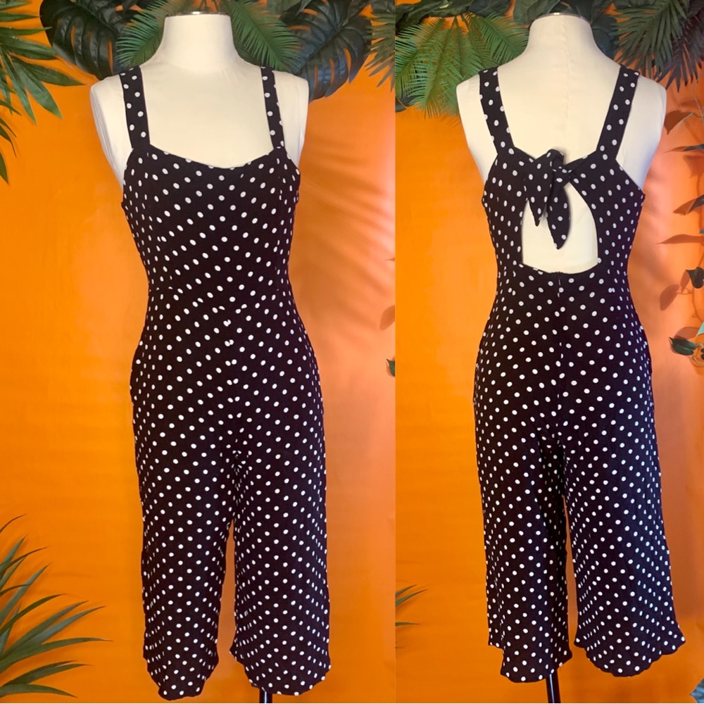 Polly Polka Dot Tie Back Playsuit Jumpsuit Romper Size 8